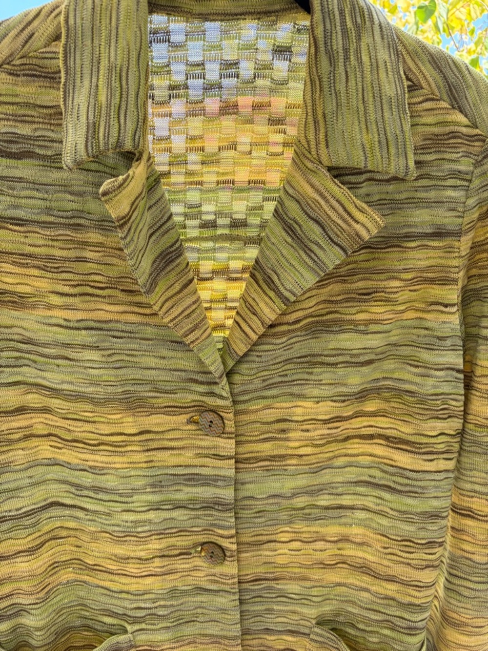 Missoni Multicolored Green-Yellow Space-Dye Knit Blazer - Picture 3 of 7